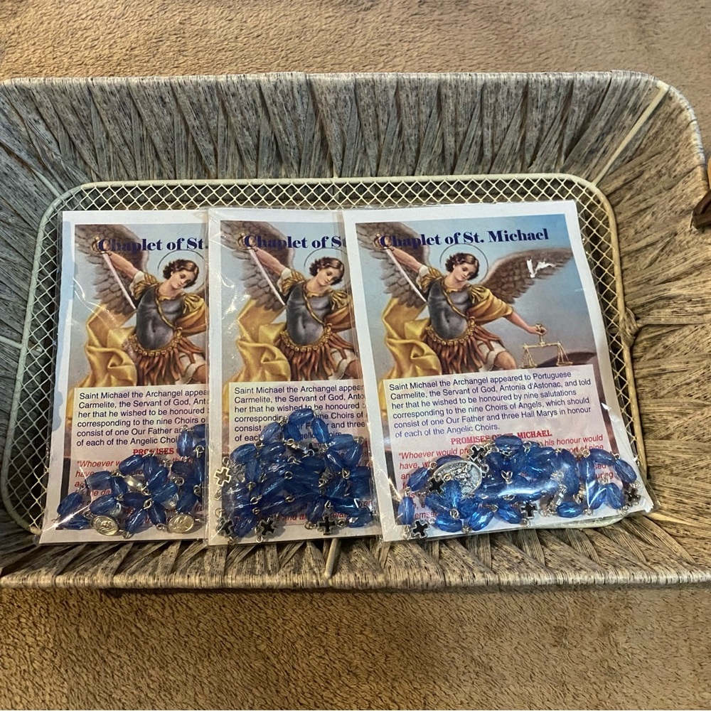 Set of 3 • St. Michael Chaplet Party Favors • Blue and Gold NWT